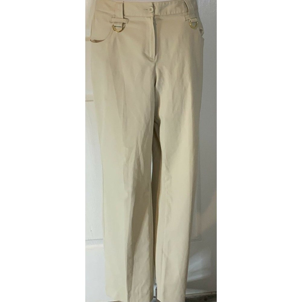 Larry Levine Women’s Size 16 Flat Front Denim Stretch Capri Pants Tapered Leg